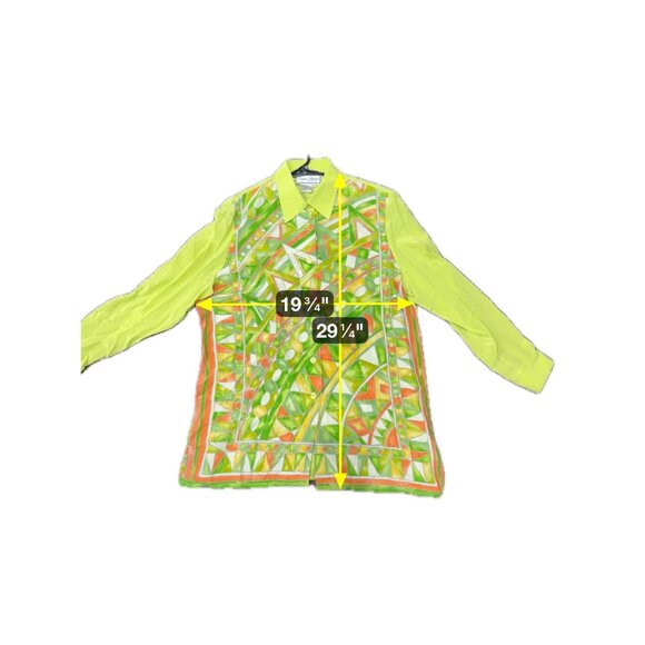 Diane Gilman Silk Button-Up Shirt Abstract Geometric Multicolor Long Sleeve Sz M - Picture 6 of 9